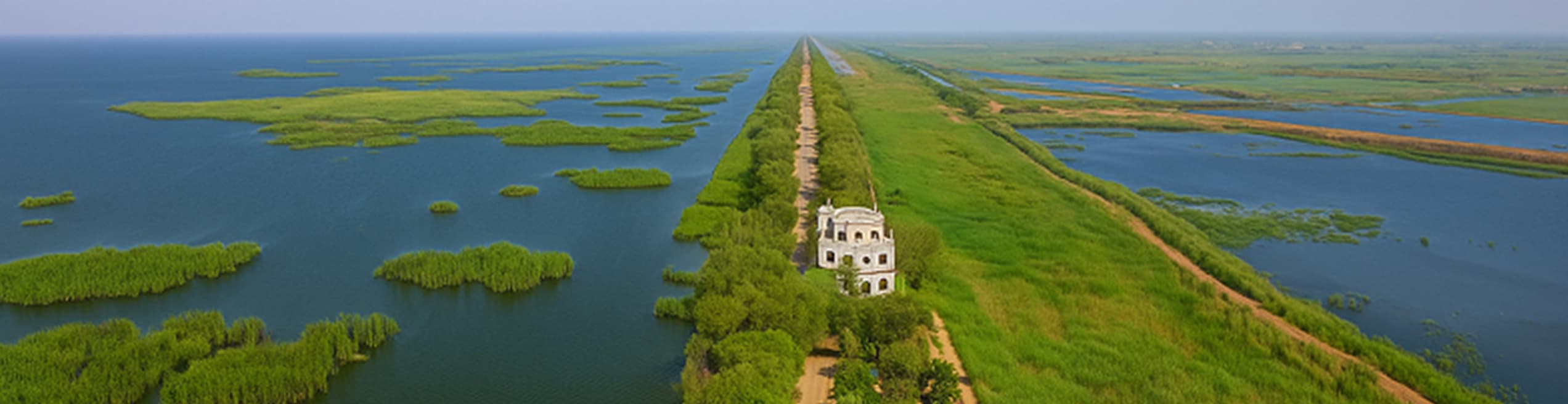 River tributary in Sindh showing natural waterway with surrounding vegetation and rural landscape