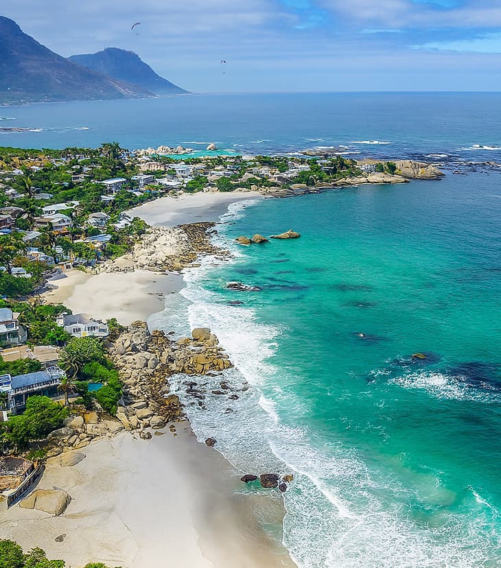 View of Karachi’s coastline with waves crashing against the shore.