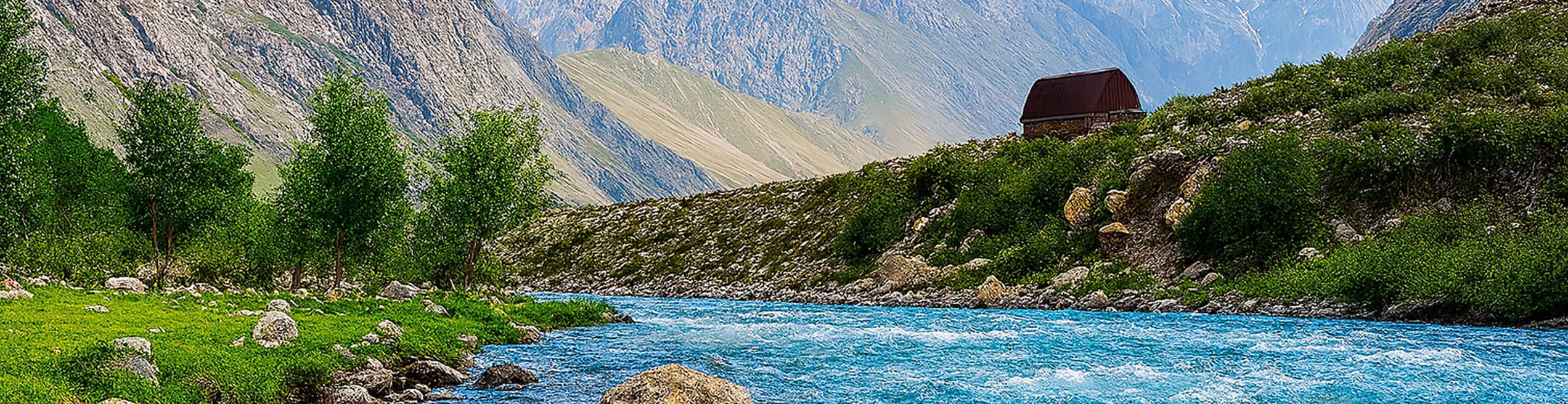 River winding through rocky mountains in Quetta.