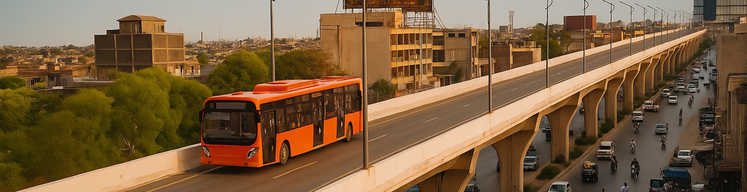Contemporary metro bus traveling on dedicated bus rapid transit lane with modern stations and urban transportation infrastructure