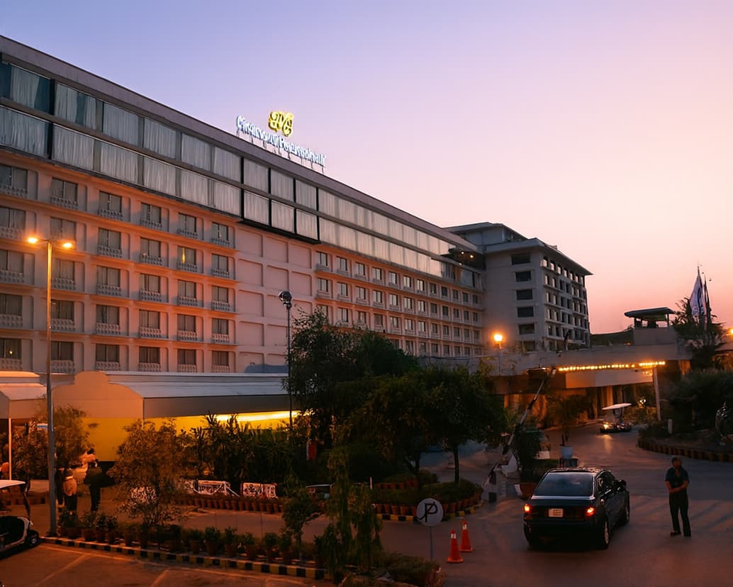 Exterior view of Pearl Continental Hotel in Gulberg Lahore.