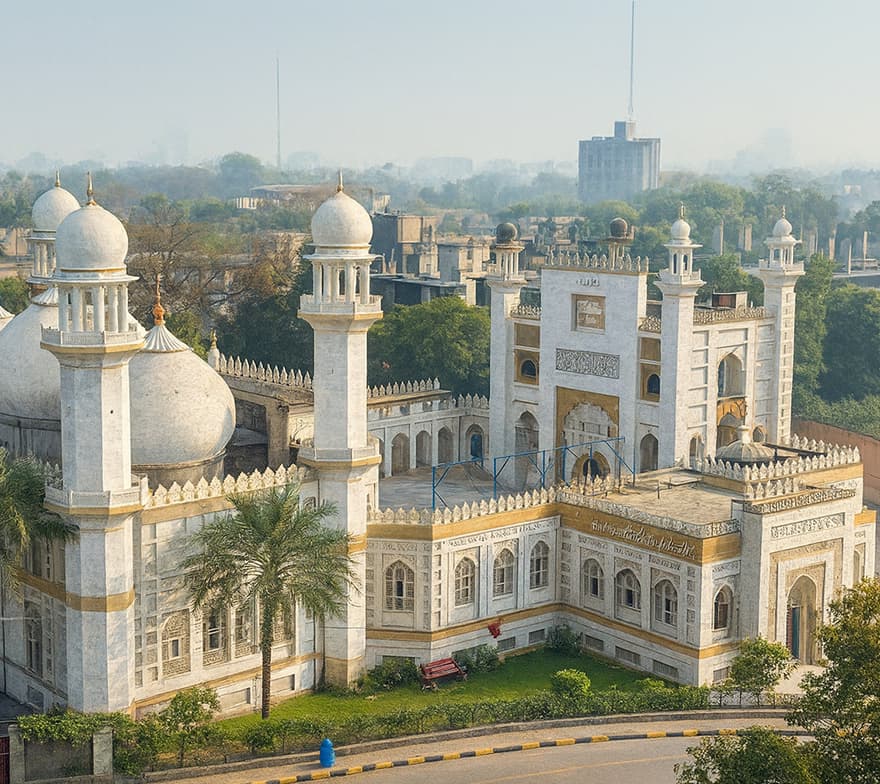 View of the mosque at Gaddafi Stadium in Gulberg Lahore.