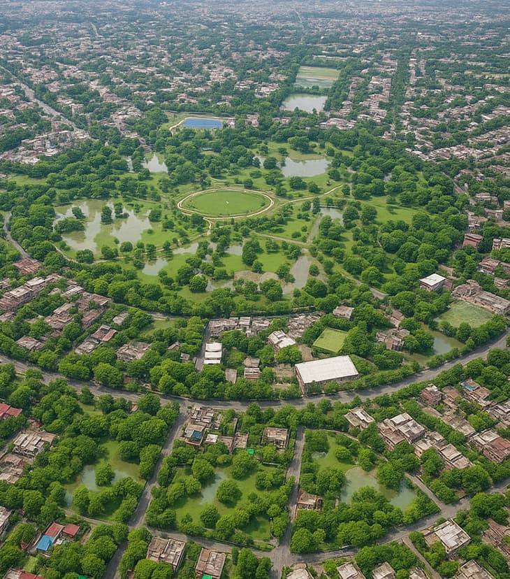 Aerial view of Model Town Park Lahore.