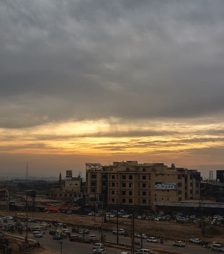 Aerial view of Faizabad commercial area in Rawalpindi.
