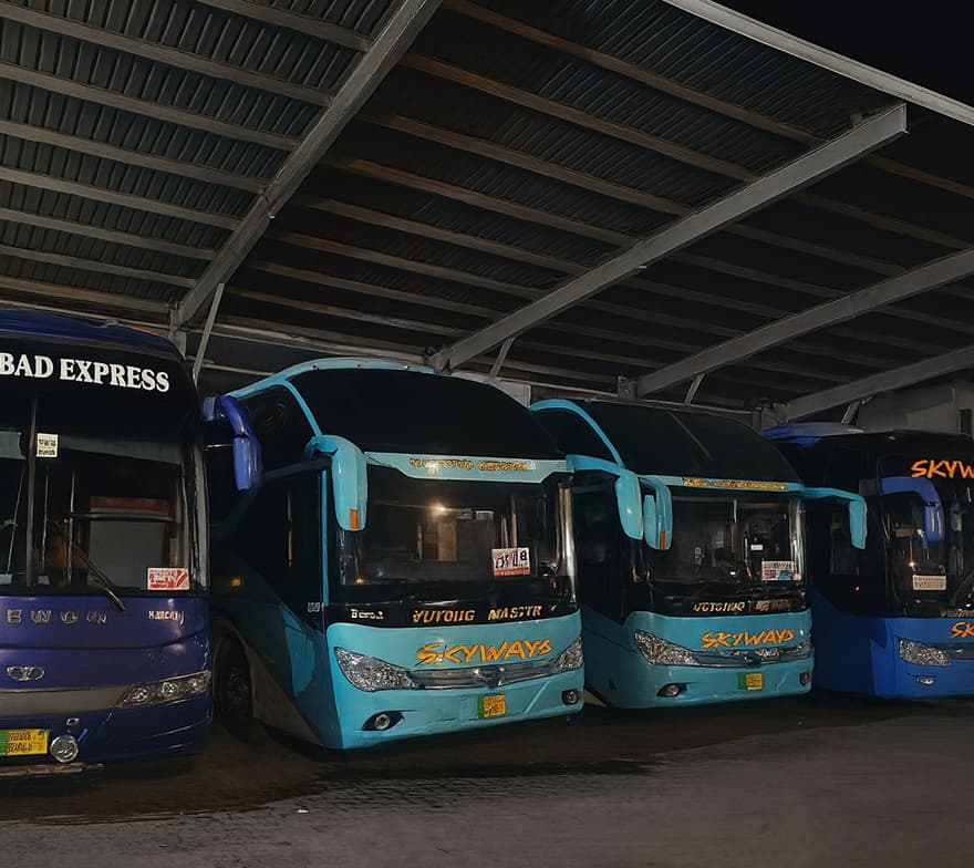 View of a bus station in Rawalpindi.