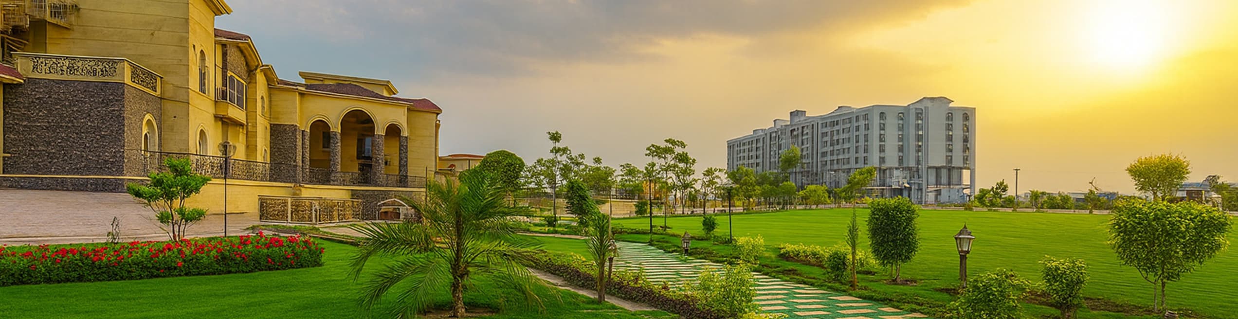 A scenic view of a lush green park in Gulberg Greens Rawalpindi