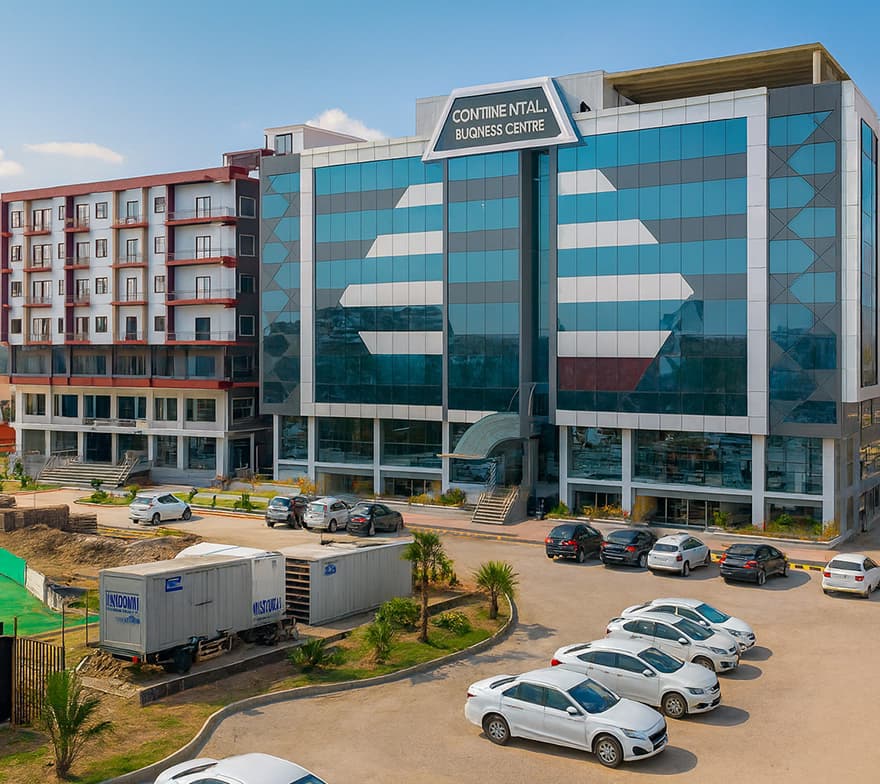 Modern commercial building in Gulberg Greens, Rawalpindi.