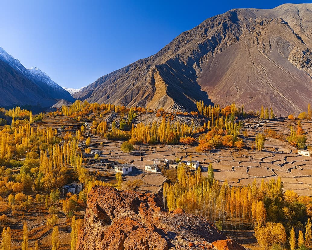 Aerial view of Sadpara Skardu showcasing mountains, valleys, and scenic landscapes.