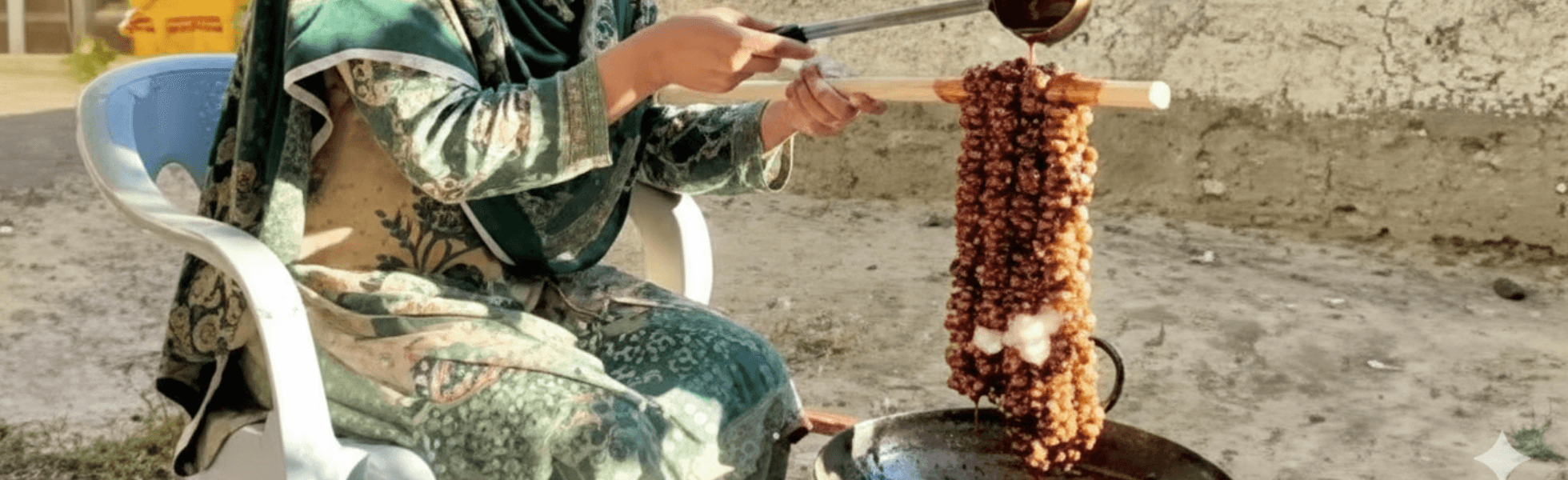 Walnut kilao placed in a traditional food spread with cultural items and packaging, Souvenir shop style display of walnut sweet as a Pakistan souvenir and cultural food