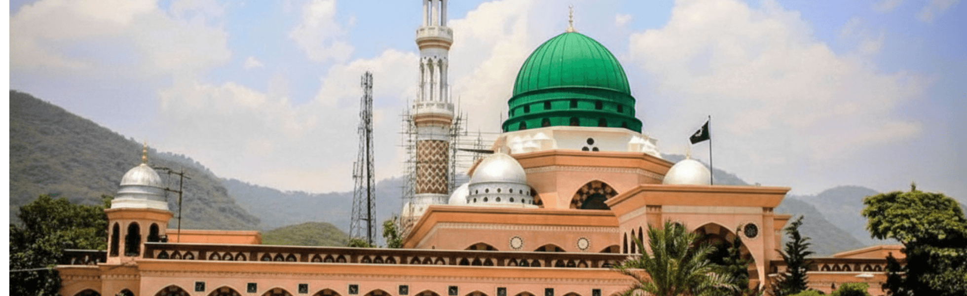 Wide banner view of Imam Bari Sarkar Darbar showing the shrine complex and surrounding approach, Chilla Gah Imam Bari and Bari Imam Darbar location area view near Bari Imam Adda