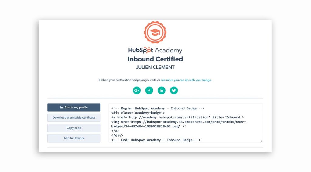 HubSpot In-bound Marketing Certification